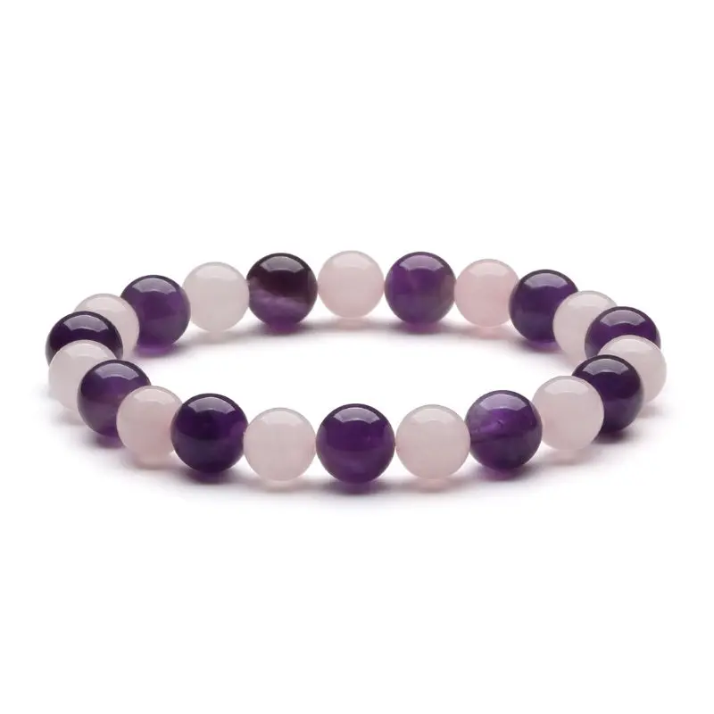 Buddha & Karma Gratitude Bracelet – Amethyst, Rose Quartz