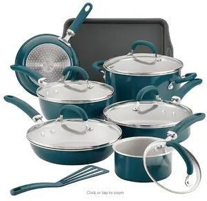Rachael Ray - Create Delicious 13-Piece Cookware Set - Teal Shimmer