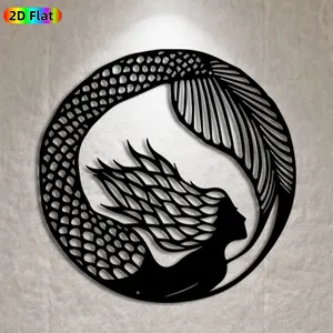1pc Mermaid Tail Metal Wall Art,Mermaid Tail Statue Mural, Ideal Gift for New Year, Easter, Ocean Theme Enthusiasts, Rust-Resistant Metal Wall Decor Wall Sculptures, Perfect for Bedroom Wall & Garden Fence, Charming Home Decor