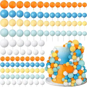 180pcs Mini Balloon Cake Decorations, Foam Ball Cake Toppers, Round Cake Inserts, Birthday Party Wedding Decoration Supplies