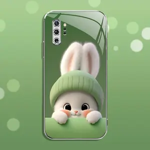 Light green rabbit panda for【Galaxy Note 10 Plus】luxury electroplated glass mobile phone case --- 975