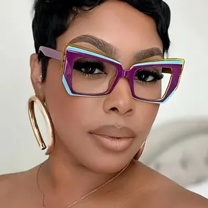 Retro Cat-Eye Glasses 5-Piece Set | Colorblock Polygonal Non-Prescription Eyewear