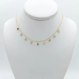 Yordy Fine Multi-Chart Chain Necklace for Women 14K Gold Plated Calla Lily Design Summer Fashion Jewelry 18-20" Length Charms Necklace Calla Lily Necklace Gaia