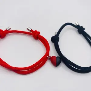 Matching Couple and Friendship Bracelet Set - Symbolizing Love and Special Gifts for Boyfriends - Red & Black - Unisex - Casual Accessory