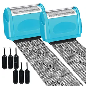 2 Pack Identity Protection Roller Stamp Identity Theft, Confidential, Privacy Roller Stamp Information Blocker and 4 Pack Refill Ink for ID Account Data Address Security