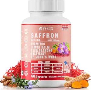 VYXION BOGO Saffron 18-IN-1 Saffron Extract Complex Blend with Turmeric & Ashwagandha for Mental Clarity, Focus & Stress Support, Boost Energy & Mood, Support Eye Health - 60 Capsules