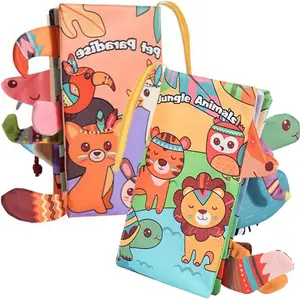 Baby Toys 0-6 Months - Crinkle Books for Babies , Soft Cloth Sensory Touch Feel Baby Book 6-12 Months, Infant Tummy Time Toys 3 Month Newborn Baby Boys Gifts Christmas Stocking Stuffers