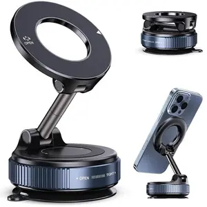 360° Magnetic Vacuum Phone Holder - Suction Cup Car Mount with Foldable Stand for Ultimate Convenience - Perfect for Hands-Free Use in Your Vehicle!