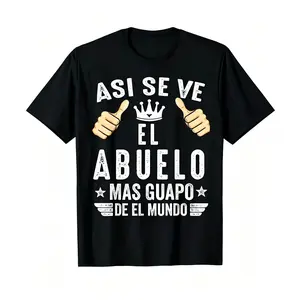 "Asi Se Ve El Abuelo Mas Guapo De El Mundo" Funny Spanish Grandpa T-Shirt for Men & Women, Cool Abuelo Graphic Tee, Latinx Grandfather Gift, Casual Crew Neck, Breathable Elastic Cotton, Regular Fit, Machine Washable
