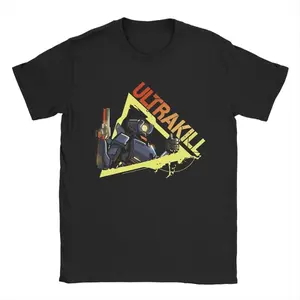 Men's Ultrakill Shooting Game T Shirt V1 Rock Pure Cotton merch Humorous Short Sleeve Crew Neck Tee Shirt Gift T-Shirts