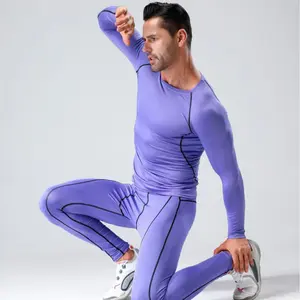 Solid Color Sports Tight-Fitting Long-Sleeve Base Shirt Elastic Breathable Running Basketball Football Sweat-Absorbing Training Compression Shirts ThermalT-Shirt Base Layer
