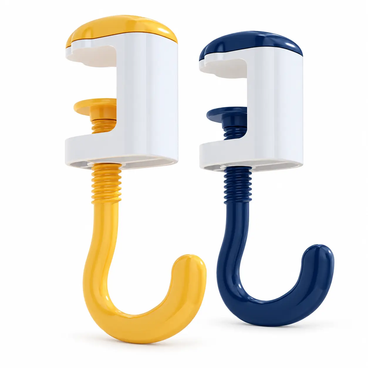 2/4 Pack Adjustable Clamp-On Desk Hooks, No-Drill Backpack & Purse Hangers for Desks, Tables and Shelves, Space-Saving Storage Hooks