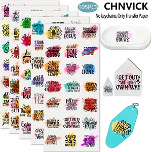 105PCS UV DTF Cup Wrap Stickers, Motivational phrases Rub on Transfers for Crafts, Permanent DIY Transfer Decals for 16oz Libbey Glass Cans, Mugs, Candles, Notebooks and Flower Pots, Easy to Apply Art Stickers