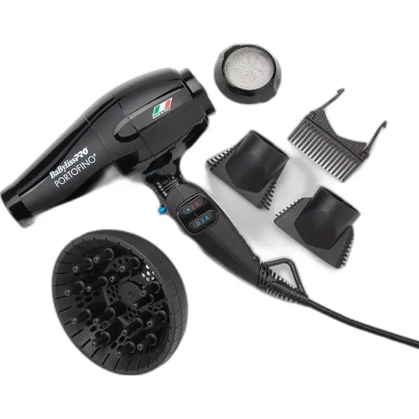 BaBylissPRO Nano Titanium Italian Portofino Professional Hair Dryer - 2000W, Black, Salon-Grade Beauty & Personal Care Appliance