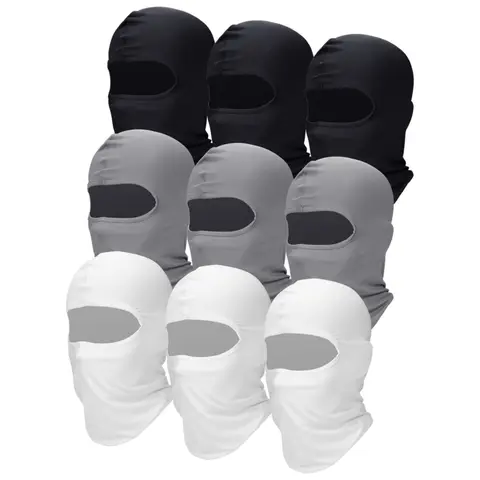Men’s 9-Pack Moveable Full Face Balaclava Mask - Breathable Polyester Quick-Dry Fabric Sun Protection Helmet Liner, Easy-Washing Average Size Protective Gear (9 Pieces Blue/Dark Blue/Black) for Cycling, Specialty Kitchen Use