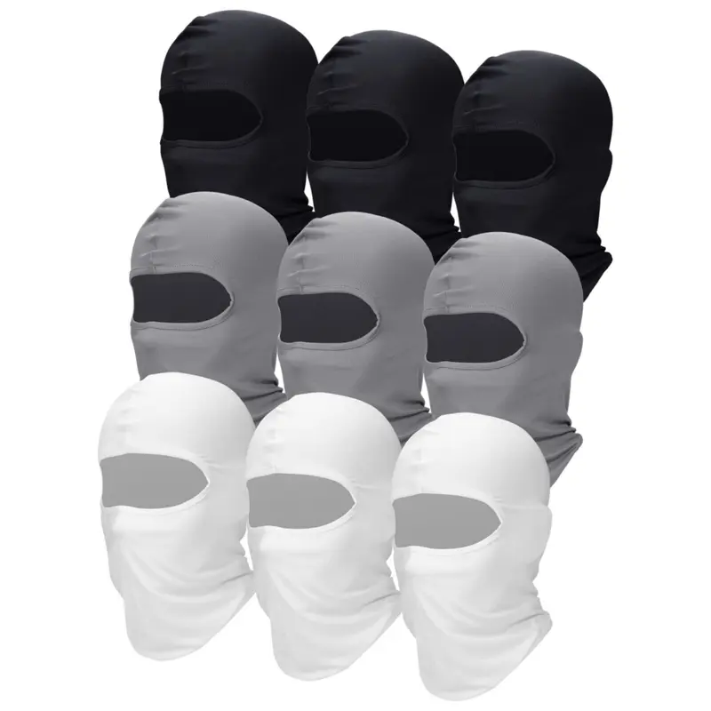 Men’s 9-Pack Moveable Full Face Balaclava Mask - Breathable Polyester Quick-Dry Fabric Sun Protection Helmet Liner, Easy-Washing Average Size Protective Gear (9 Pieces Blue/Dark Blue/Black) for Cycling, Specialty Kitchen Use