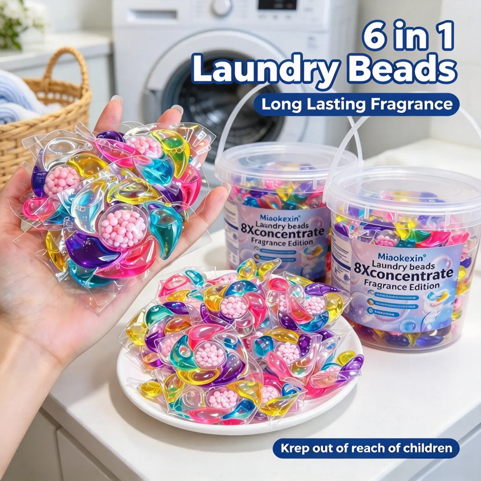 6 in 1 Laundry Beads, Long Lasting Fragrance Laundry Detergent Pods for Washing Machine scent dupe