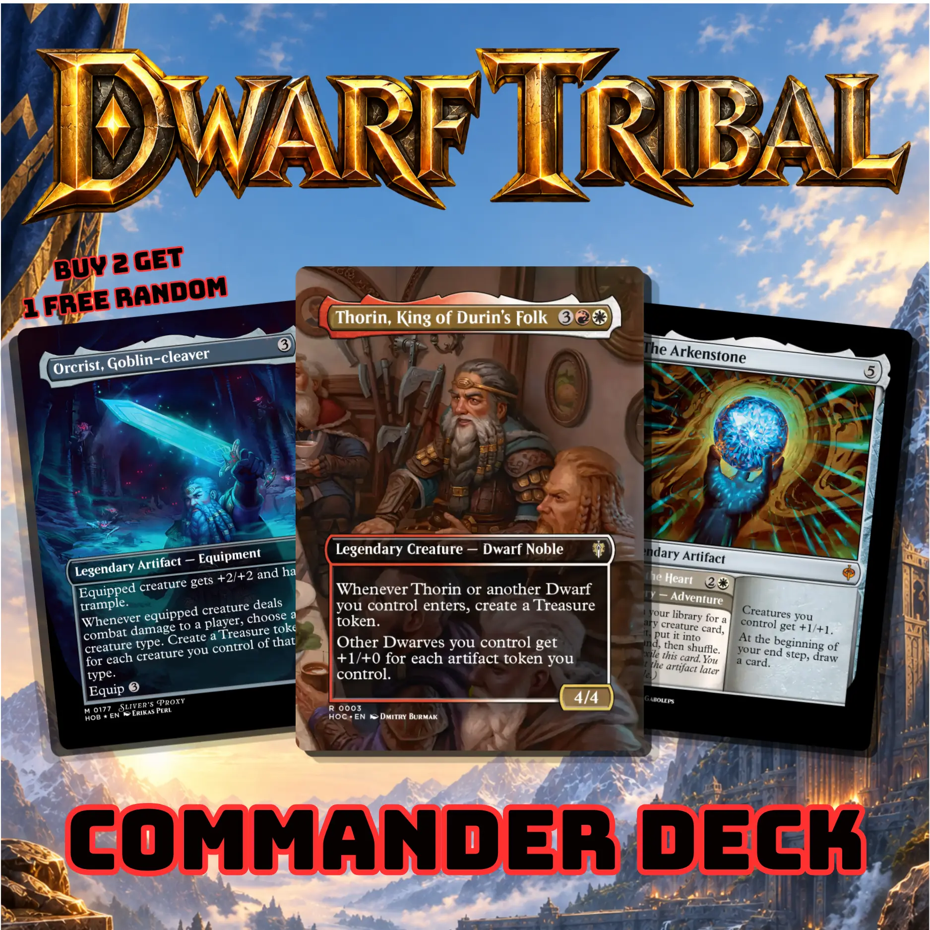 Dwarf Tribal Commander Style Deck | 100 Cards + Tokens | Custom Proxy Cards