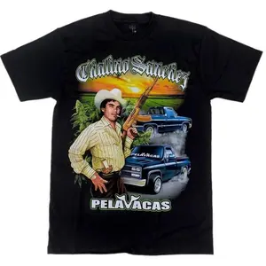 Chalino Sanchez Pelavacas2 T Shirt Cotton Menswear Streetwearmen gifts,graphic tees, Fashion Cotton, Full Colors, Full Sizes, For Men, For Women