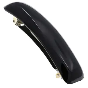 Paris CP3019 French Hair Barrette Clip for Girls, Black, Rubberized Metal Clasp Strong Hold Grip Hair Clips for Women, No Slip Durable and Styling Girls Hair Accessories, Made in France