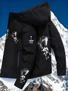 Men's and Women's Reversible Horse Print Full Zip Hooded Jacket, Design, Casual Street Style, Unisex Outerwear