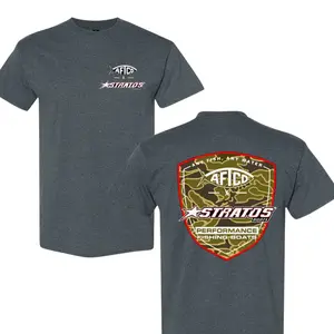 Stratos Boats Camo Shield Performance Fishing T-Shirt, 2 Sides, Soft Cotton Blend for Sport Anglers, Perfect Bass Fishing Gift for Men & Women