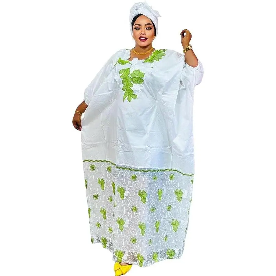 HD African Bazin Couple Clothes Traditional Embroidery Boubou Caftan Matching Gwon for Woman
