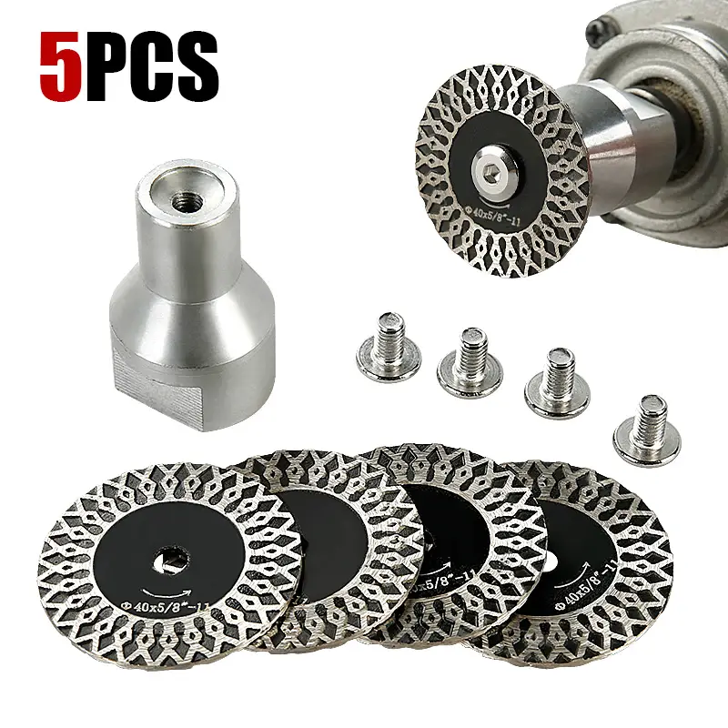 LOZILIN 5PCS 1.5"/40MM Diamond Engraving Blades - Removable Flange for Granite, Marble, Tile & PVC Engraving - Rotary Saw Blades for Stone Lettering,