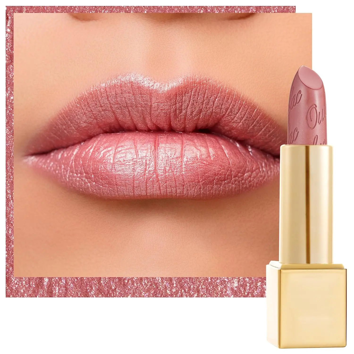 Light Pink Lipstick for Women with Metallic 3D Shine Lightweight Hydrating Formula, High Impact Lip Color, Vegan Beauty, Full Coverage Lip Makeup, Christmas Gifts for Women, Baby Angel