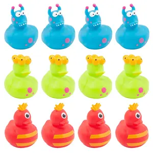 2" Silly Monster Blue, Green & Red Rubber Ducks - 12 Pc.