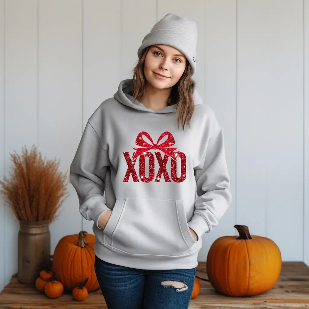 Faux Sequin Xoxo Hoodie Sparkly and Sweet for Valentines Day
