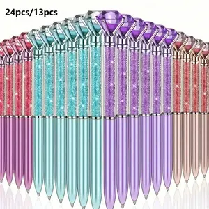 24-Pack Shiny Crystal Diamond Ballpoint Pens, Fine Tip, Retractable Design, Lightweight, Perfect for Office, Gifts, Multi-Color Set, Unique Pens