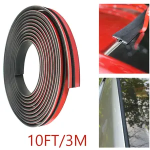 Car Seal Stripping,10FT Universal T-Shape Trim Seal, Self Adhesive Rubber Seal Strip for Front & Rear Windshield, Door, Window, Sunroof, Tailgate, Waterproof Soundproof Dustproof
