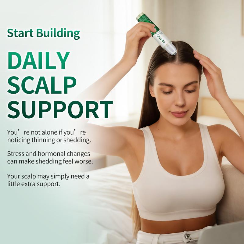 GWODE - doctor-approved Hair Growth Roll-On — Target Thin Edges with 3% Rosemary + Caffeine Complex | Lightweight, Fast-Absorbing Scalp Serum