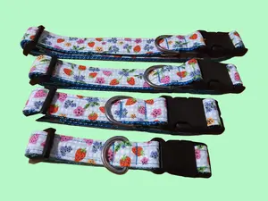 Strawberry Love Cat and Dog Collar with Bell and Breakaway Buckle Adorable Strawberry Design Durable Nylon Plastic Fabric Universal Pet Size