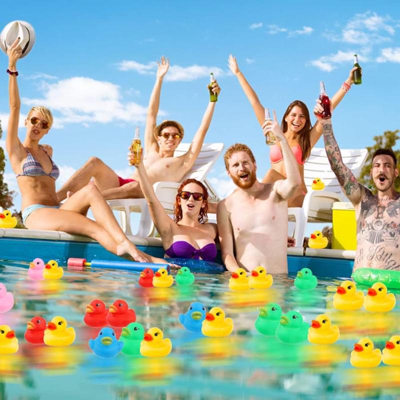 50 Pack Mini Rubber Ducks – Colorful Floating Bath Toys for Kids, Baby Shower, Pool Party, Birthday & Christmas Gifts