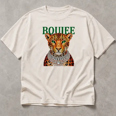 [Made-to-Order] Women’s Vintage Graphic Tees Cotton Short-Sleeve Clothing, Leopard Print T-Shirt with Diamond Bling Leopard Head, Glam Casual Luxury Aesthetic Top (Sports & Outdoor Sports Tops)