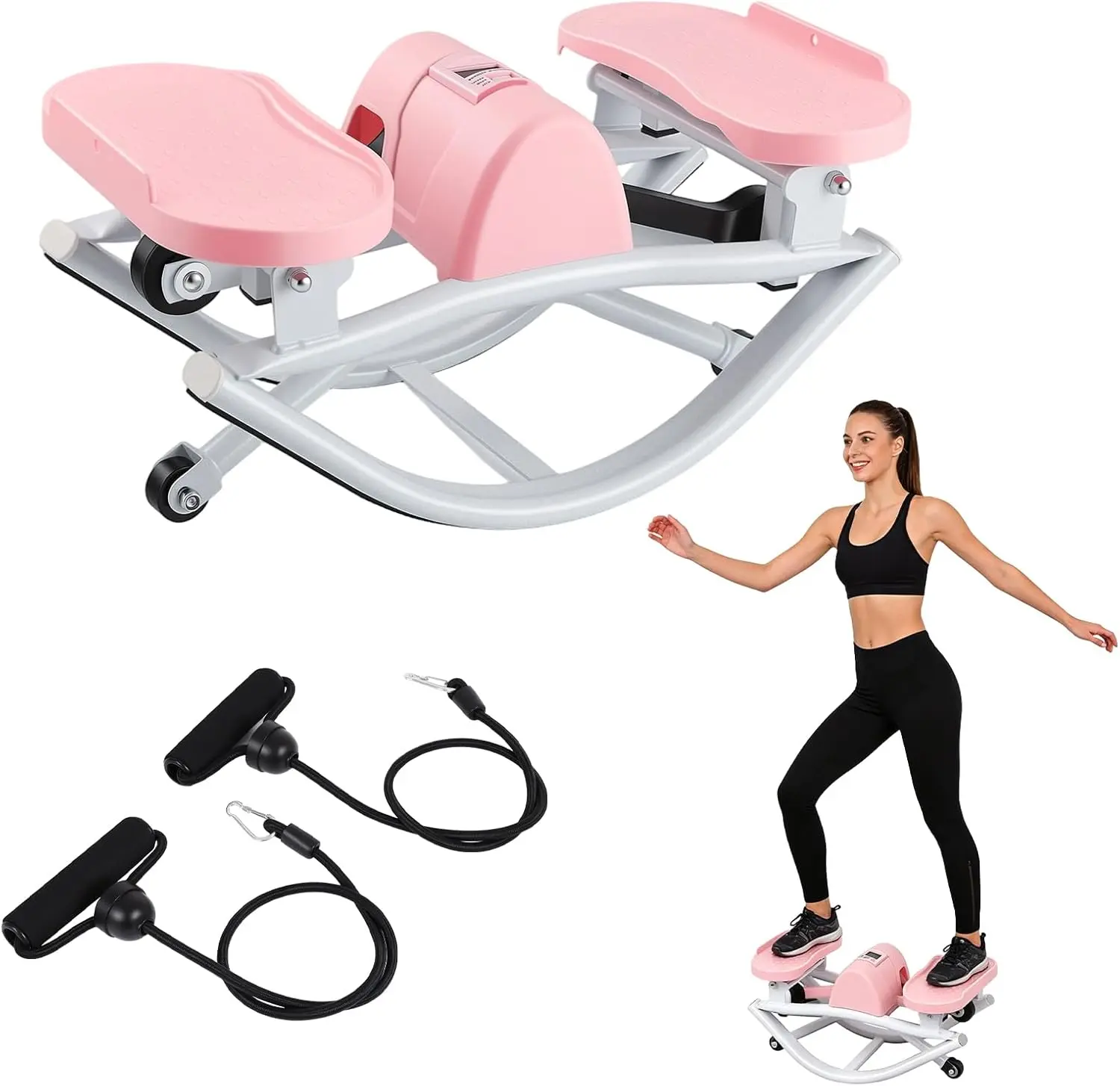 Steppers for Exercise at Home, Portable Stepper Side to Side with Digital Display & Resistance Bands, 330 LBS Capacity Full Body Workout Low-Impact Knee-Friendly 3D Stair Stepper