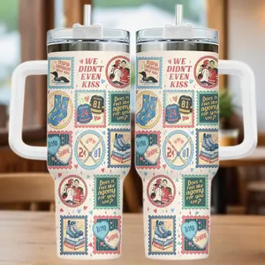 Romantic Hockey Stamp Tumbler 20oz 40oz, Bookish Love Tumbler with Handle, Heated Rivalry Stainless Steel Travel Mug, Hockey Romance Cup