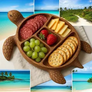 Innovative Turtle-Shaped Plate, Sectioned Multi-Compartment Dish, Entertaining Kitchen/Party Serving Plate