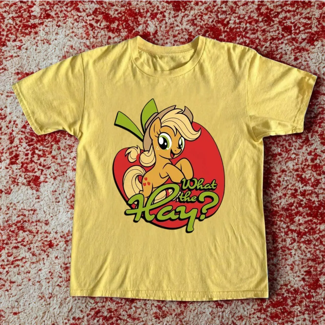 Applejack T-shirt Vintage My Little Pony Applejack What The Hay Graphic Tee, Retro Cartoon Shirt, Loose Fit Top