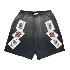 Men's Warren Lotas All-Over Graphic Print Playing Cards Sweatshorts - Black Multi, Menswear, Casual Street Shorts, Activewear Athleisure Bottoms