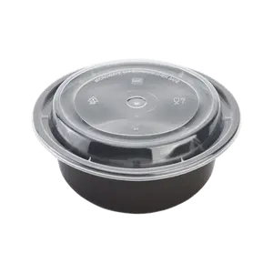Black 32oz Round Meal Prep Containers - 50 Sets/Case - Custom Cup Factory