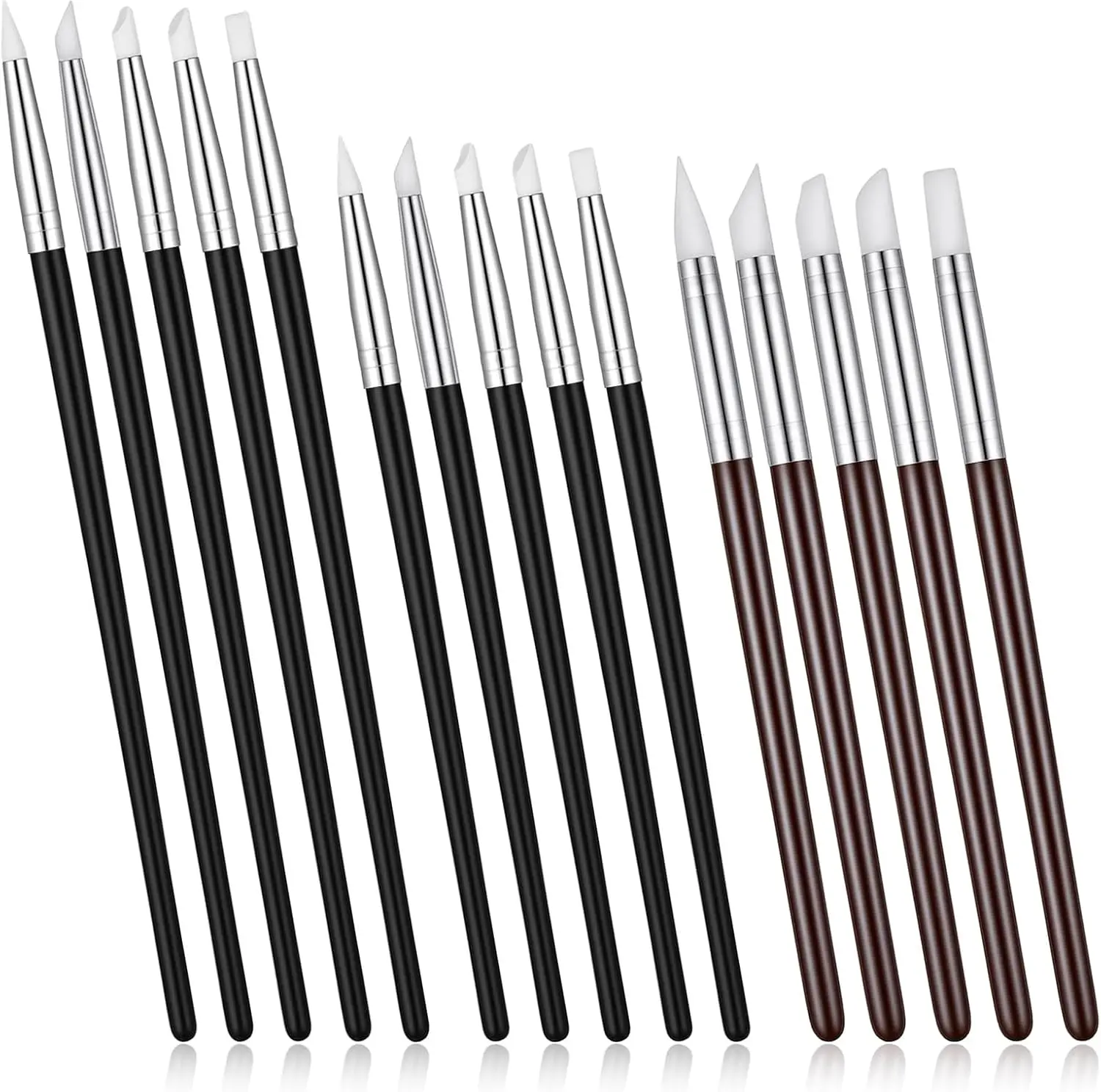 15 Pcs Clay Carving Tools, Flexible Silicone Sculpting Tools for Handicraft Pottery Artwork Shaping & DIY (Black)