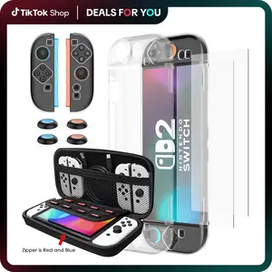 【Back to School】JORREP Carry Case Compatible with  Switch 2 and New Switch OLED Console -Protective Hard Portable Travel Carry Case Shell Pouch with Pockets for Accessories and Games Handle Cover Grip Protection Durable Custom Device Tempered Wired