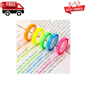 5 Rolls Highlighter Tape Colored Transparent Marking Sticker (0.23inch X 16ft)