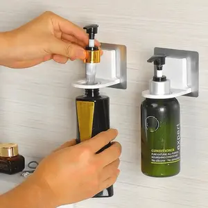 1pc Wall Storage Hook, Bathroom Shampoo Shower Gel Shelf, Self-Adhesive Wall Mounted Bathroom Bottle Holder, Bathroom Accessories, Bathroom Supplies