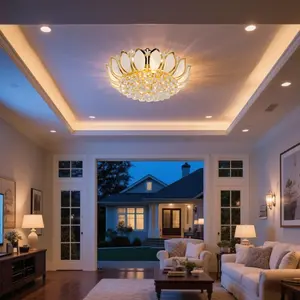 Golden Lotus Ceiling Lamp - Elegant Design for Home Decor Lighting Inspired by the Golden Lotus Symbolizing Purity and Enlightenment Perfect for Living Room or Bedroom