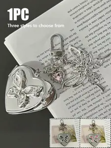 Y2K Retro Heart Butterfly Pendant Keychain, Durable Metal Auto Keychain for Women, Cute 3D Butterfly and Heart Mirror Charm, Perfect Gift for Birthdays, Weddings and Valentine's Day