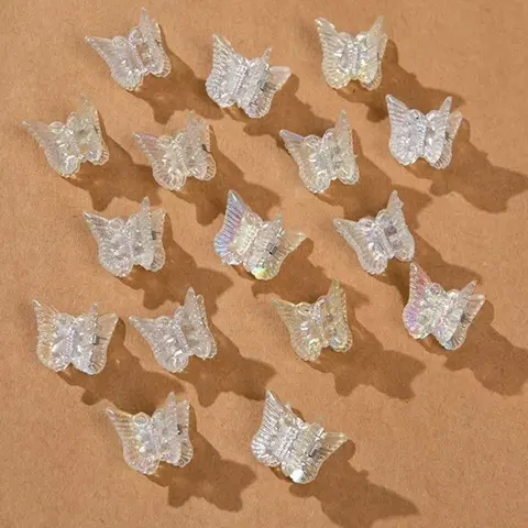 16pcs Fashionable Plain Color Butterfly Design Plastic Clip in Claw Hair Claws, Daily Casual Versatile Hair Accessories for Women
